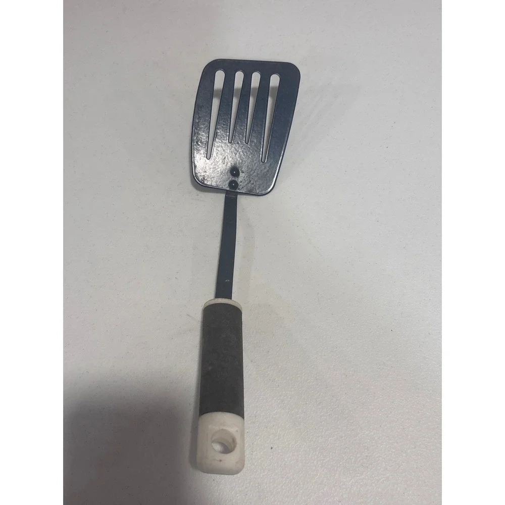 Vintage OXO Good Grips Slotted Turner Spatula Black Metal Stainless Steel Handle